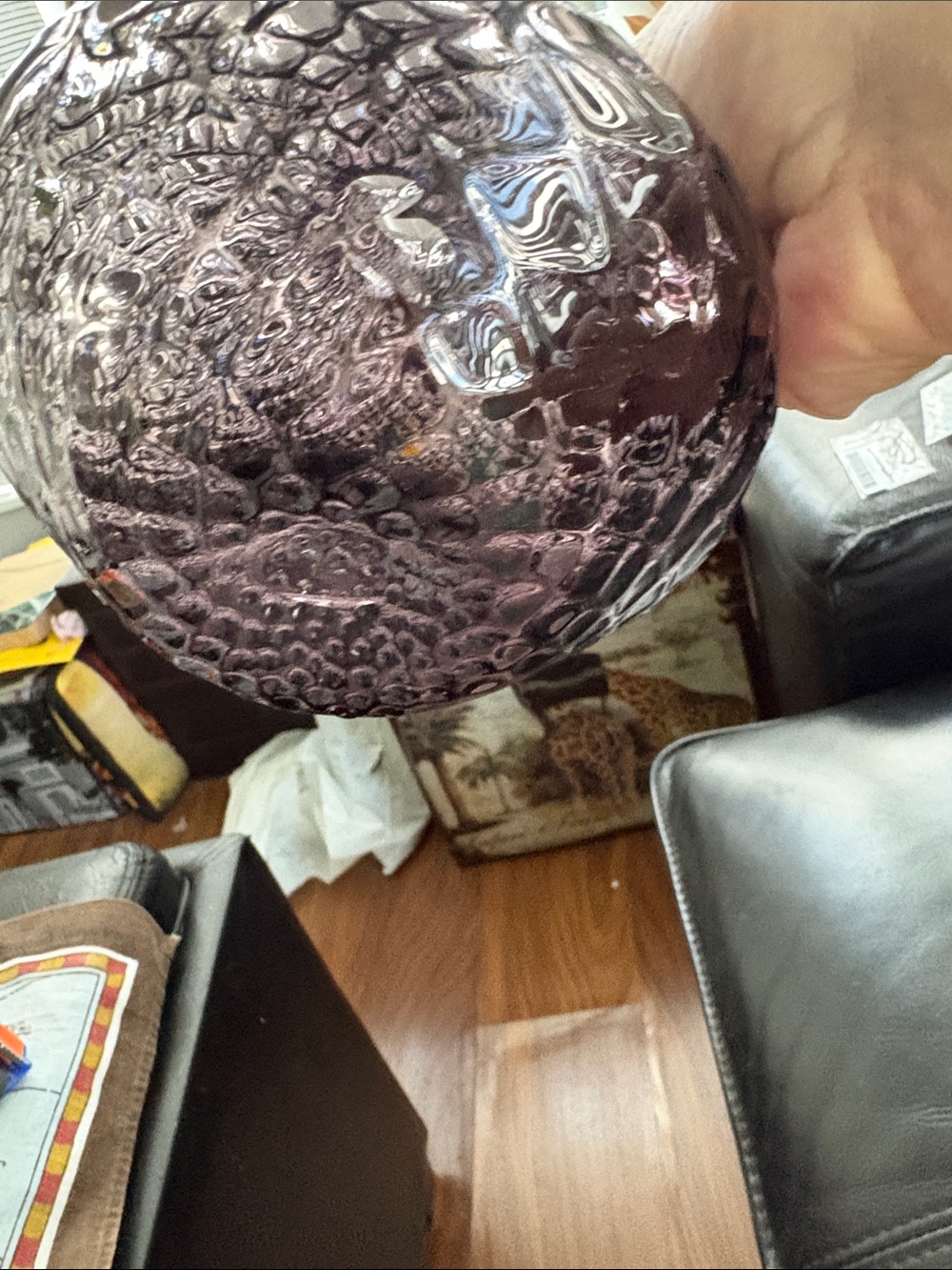 Vintage Handblown Glass Double-Handled Vase in Deep Purple - Picture 6 of 7